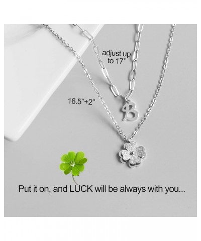 Non Tarnish Lucky Clover Flower Initial Necklaces for Teen Girls Women Trendy, Dainty Layered Cute Letter Pendant Necklace 18...