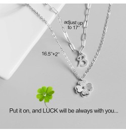 Non Tarnish Lucky Clover Flower Initial Necklaces for Teen Girls Women Trendy, Dainty Layered Cute Letter Pendant Necklace 18...