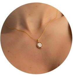 Initial Necklace Gold Dainty Oval Letter Necklace Birthday Gift for Her V $8.54 Necklaces