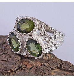 Moldavite Gemstone 925 Sterling Silver Ring Beautiful Handmade Jewellery Birthday Gift $92.32 Rings