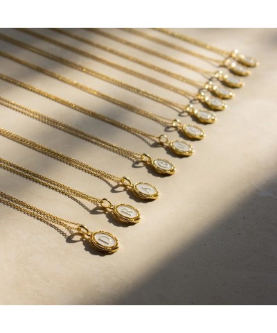 Initial Necklace Gold Dainty Oval Letter Necklace Birthday Gift for Her V $8.54 Necklaces