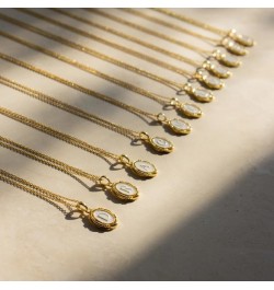 Initial Necklace Gold Dainty Oval Letter Necklace Birthday Gift for Her V $8.54 Necklaces