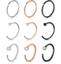 Nose Rings Hoops Half Hoop Nose Ring Double Nose Hoops Cartilage Hoop Earring Cartilage Earring Hoop Helix Hoop Earring Small...