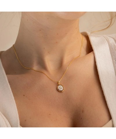 Initial Necklace Gold Dainty Oval Letter Necklace Birthday Gift for Her V $8.54 Necklaces