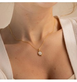 Initial Necklace Gold Dainty Oval Letter Necklace Birthday Gift for Her V $8.54 Necklaces