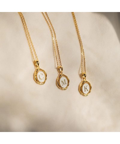 Initial Necklace Gold Dainty Oval Letter Necklace Birthday Gift for Her V $8.54 Necklaces