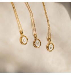 Initial Necklace Gold Dainty Oval Letter Necklace Birthday Gift for Her V $8.54 Necklaces