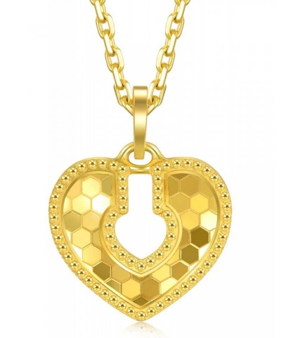 999.9 24K Gold Price-by-Weight 2.24g Gold Dazzling Mirror Gold Heart Lock Pendant for Women 93171P | [Not Include the Necklac...