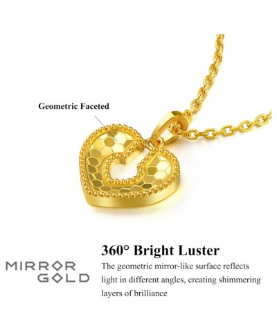 999.9 24K Gold Price-by-Weight 2.24g Gold Dazzling Mirror Gold Heart Lock Pendant for Women 93171P | [Not Include the Necklac...