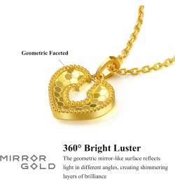 999.9 24K Gold Price-by-Weight 2.24g Gold Dazzling Mirror Gold Heart Lock Pendant for Women 93171P | [Not Include the Necklac...