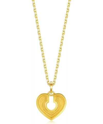 999.9 24K Gold Price-by-Weight 2.24g Gold Dazzling Mirror Gold Heart Lock Pendant for Women 93171P | [Not Include the Necklac...