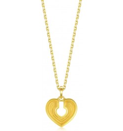 999.9 24K Gold Price-by-Weight 2.24g Gold Dazzling Mirror Gold Heart Lock Pendant for Women 93171P | [Not Include the Necklac...