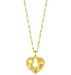 999.9 24K Gold Price-by-Weight 2.24g Gold Dazzling Mirror Gold Heart Lock Pendant for Women 93171P | [Not Include the Necklac...