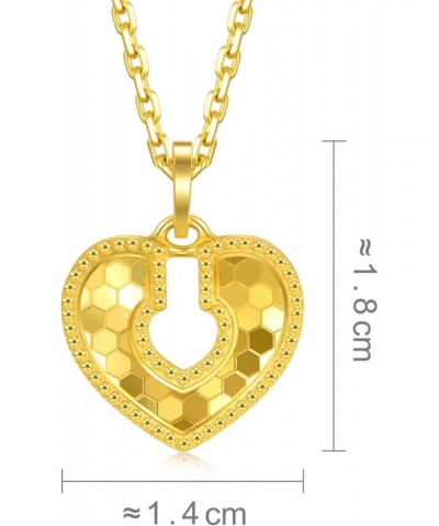 999.9 24K Gold Price-by-Weight 2.24g Gold Dazzling Mirror Gold Heart Lock Pendant for Women 93171P | [Not Include the Necklac...