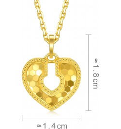 999.9 24K Gold Price-by-Weight 2.24g Gold Dazzling Mirror Gold Heart Lock Pendant for Women 93171P | [Not Include the Necklac...