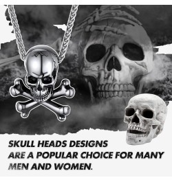 GoldChic Jewelry Skull Necklaces For Men, Stainless Steel Gothic Skeleton Necklace Viking Norse Runes Halloween Gifts for Man...