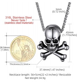 GoldChic Jewelry Skull Necklaces For Men, Stainless Steel Gothic Skeleton Necklace Viking Norse Runes Halloween Gifts for Man...