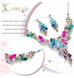 Statement Necklace Set Wedding Party Jewelry for Bridal Bridesmaid Rhinestone Necklace Earrings Set for Women and Girls $11.8...