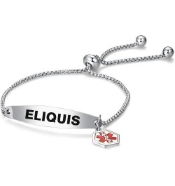 Red Medical Alert ID Bracelet for Women Men Emergency First Aid Engraved Adjustable Stainless Steel Chain Bracelets ELIQUIS $...