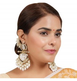 Indian Bollywood Glamorous Handcrafted Contemporary Designer Jewelry Long Chandelier Earrings Rhinestone Crystal Gold Tone Fo...