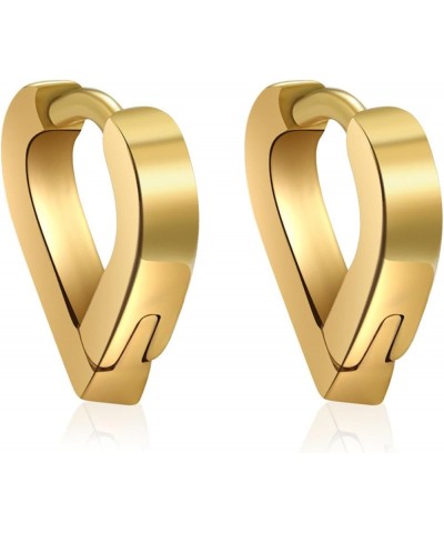 Womens Punk Rock Heart Huggie Earrings Stainless Steel Triangle Hoop Earrings Gold $7.40 Earrings