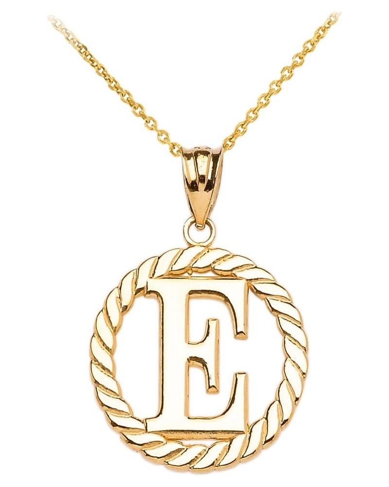 10k Yellow Gold Roped Circle "A-Z" Initial Pendant Necklace 16.0 Inches E $76.99 Necklaces