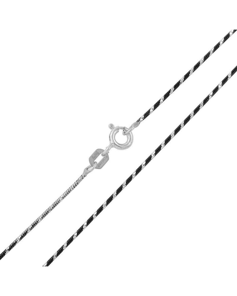 Sterling Silver 925 Round Black & White Snake Chain, Women Two-Toned Snake Chain Necklace, Multi Color & Sturdy Women/Girls J...