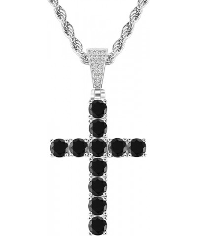 Crucifix Cross Necklace 18K Gold Plated Cross Pendant with 3mm 22" Rope Chain for Men Women CZ Cross-Black $13.79 Necklaces