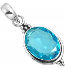 925 Sterling Silver Handmade Pendant for Women 10x14 Oval Gemstone Costume Silver Jewelry for Gift (99553_P) Blue Quartz $20....