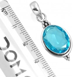 925 Sterling Silver Handmade Pendant for Women 10x14 Oval Gemstone Costume Silver Jewelry for Gift (99553_P) Blue Quartz $20....