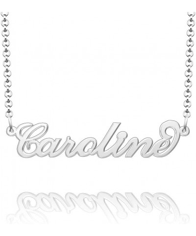 Name Necklace Personalized Gold Custom Name Plate Necklace Sterling Silver Caroline-Silver $19.37 Necklaces