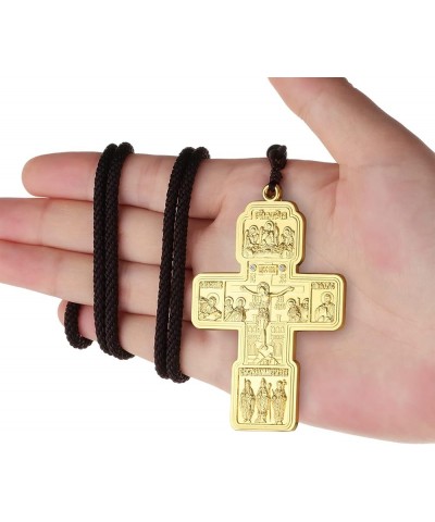 Russian Orthodox Jesus Cross Pendant Necklaces Men Women Religious Prayer Crucifix Church Necklace Gold Color $7.97 Necklaces