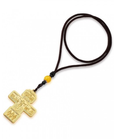 Russian Orthodox Jesus Cross Pendant Necklaces Men Women Religious Prayer Crucifix Church Necklace Gold Color $7.97 Necklaces