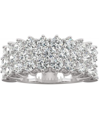 14K White Gold 3.0mm Moissanite Round Three-Row Band, 3.00cttw DEW $488.53 Rings