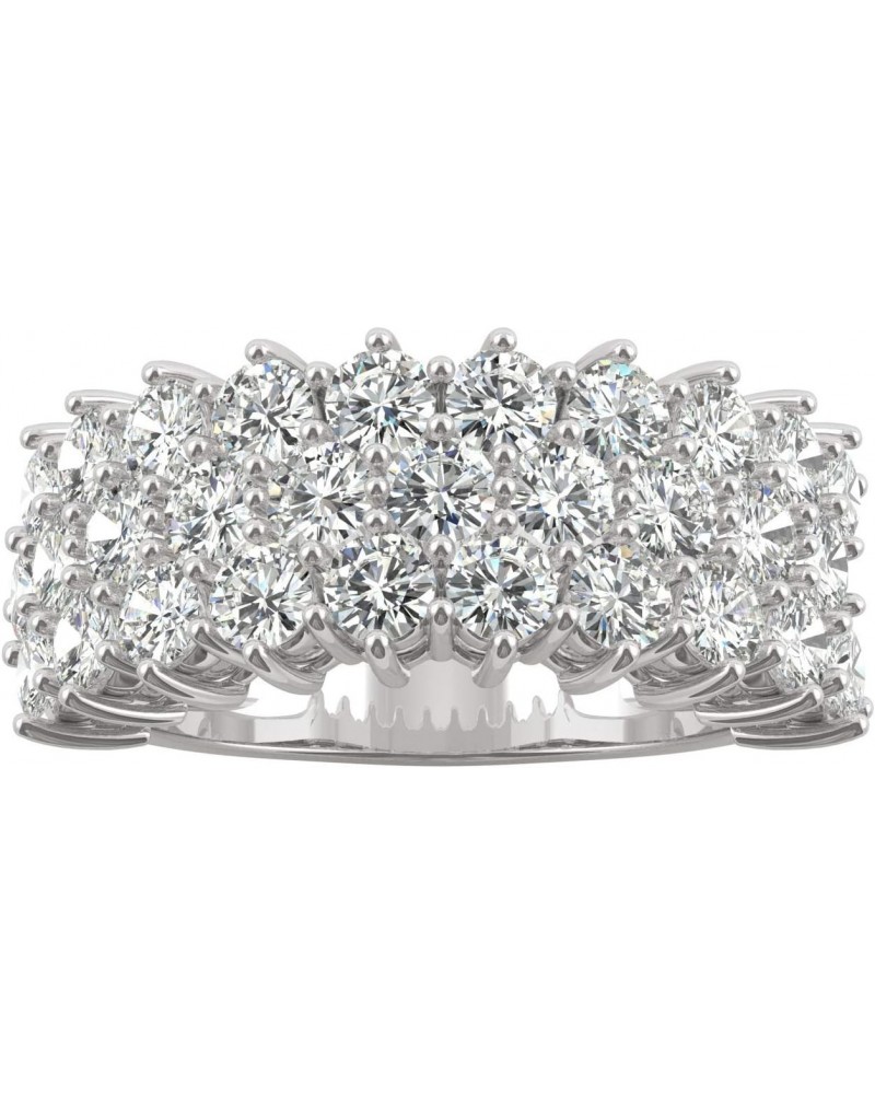 14K White Gold 3.0mm Moissanite Round Three-Row Band, 3.00cttw DEW $488.53 Rings