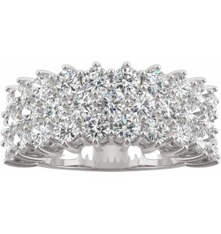 14K White Gold 3.0mm Moissanite Round Three-Row Band, 3.00cttw DEW $488.53 Rings