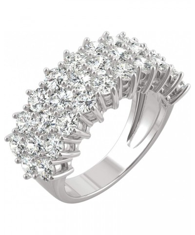 14K White Gold 3.0mm Moissanite Round Three-Row Band, 3.00cttw DEW $488.53 Rings