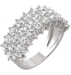 14K White Gold 3.0mm Moissanite Round Three-Row Band, 3.00cttw DEW $488.53 Rings