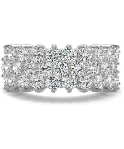 14K White Gold 3.0mm Moissanite Round Three-Row Band, 3.00cttw DEW $488.53 Rings