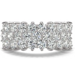 14K White Gold 3.0mm Moissanite Round Three-Row Band, 3.00cttw DEW $488.53 Rings