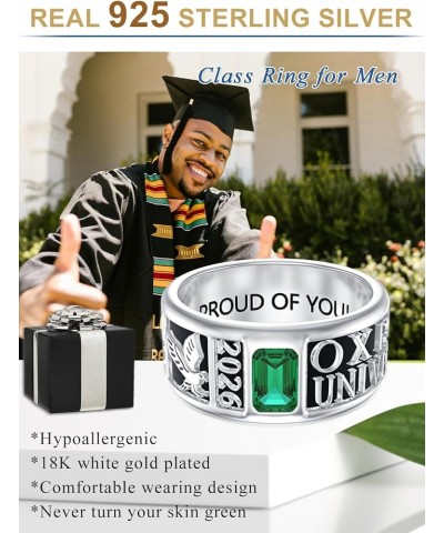 Fully Personalized Class Ring for Men 2024 Sterling Silver High School College Graduation Ring Customized Graduation Jewelry ...