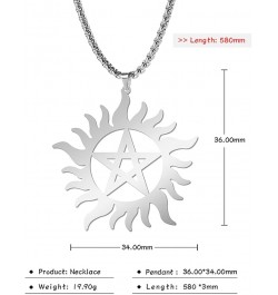 Pentagram Sun Wheel Layered Necklace For Women Men Stainless Steel Dainty Chic Sun Sunburst Pentacle Pendant Double Layer Nec...