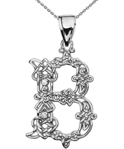 Sterling Silver"B" CZ Initial Celtic Knot Pattern Pendant Necklace 16.0 Inches $22.05 Necklaces