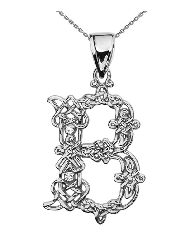 Sterling Silver"B" CZ Initial Celtic Knot Pattern Pendant Necklace 16.0 Inches $22.05 Necklaces