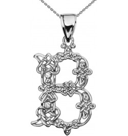 Sterling Silver"B" CZ Initial Celtic Knot Pattern Pendant Necklace 16.0 Inches $22.05 Necklaces