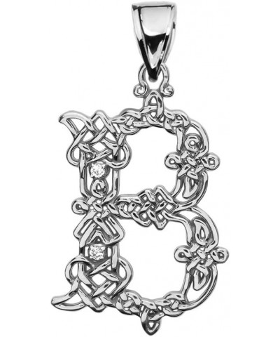 Sterling Silver"B" CZ Initial Celtic Knot Pattern Pendant Necklace 16.0 Inches $22.05 Necklaces