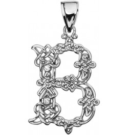 Sterling Silver"B" CZ Initial Celtic Knot Pattern Pendant Necklace 16.0 Inches $22.05 Necklaces