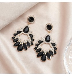 Fashion Rhinestone Statement Drop Dangle Earrings Large Colorful Crystal Chandelier Earrings for Women Bridal Wedding Party P...