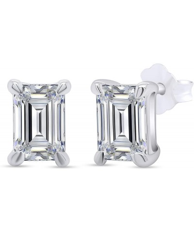 1-3ct Moissanite Stud Earrings for Women, D Color VVS1 Clarity Solitaire Emerald Cut Moissanite Earrings 18K Gold Plated S925...