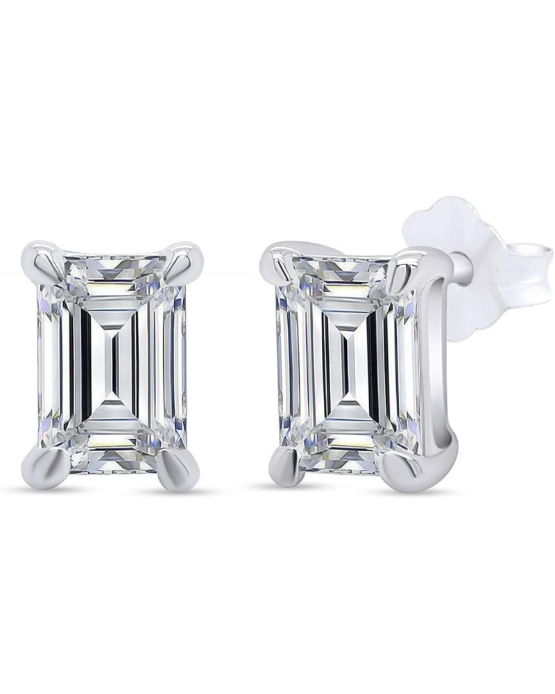 1-3ct Moissanite Stud Earrings for Women, D Color VVS1 Clarity Solitaire Emerald Cut Moissanite Earrings 18K Gold Plated S925...